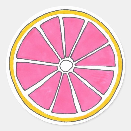 Pink Yellow Grapefruit Citrus Frucht Slice Sticker (Vorderseite)