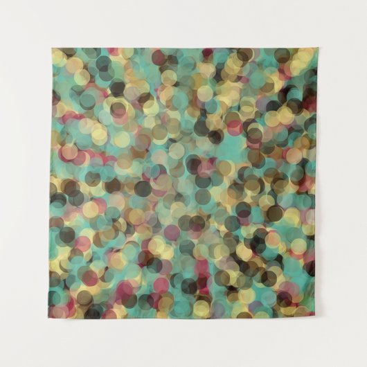 pink yellow green and blue circle pattern abstract wandteppich (Vorderseite)