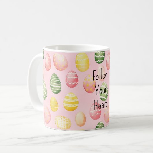 Pink Yellow Green Easter Eggs Kaffeetasse (Vorderseite Links)
