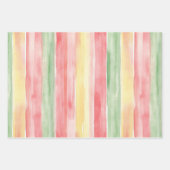 Pink Yellow Hibiscus Flowers Bows Stripes Birthday Geschenkpapier Set (Vorderseite 2)