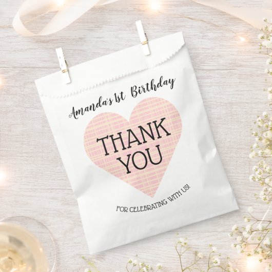 Pink Yellow Kariert Herzlichen Dank Geschenktütchen (Ausgeschnitten)