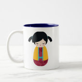 PINK YELLOW Kokeshi Doll Niedlich Japanisches Geis Zweifarbige Tasse (Links)