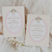 Pink & Yellow Lemon Bow Baby Shower Einladung