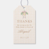 Pink & Yellow Lemon Bow Baby Shower Favor Geschenkanhänger (Vorderseite)