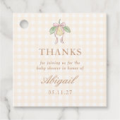 Pink & Yellow Lemon Bow Baby Shower Favor Geschenkanhänger (Vorderseite)