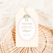 Pink & Yellow Lemon Bow Baby Shower Favor Geschenkanhänger