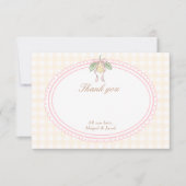 Pink & Yellow Lemon Bow Thank You Dankeskarte (Vorderseite)