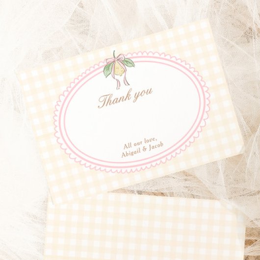 Pink & Yellow Lemon Bow Thank You Dankeskarte