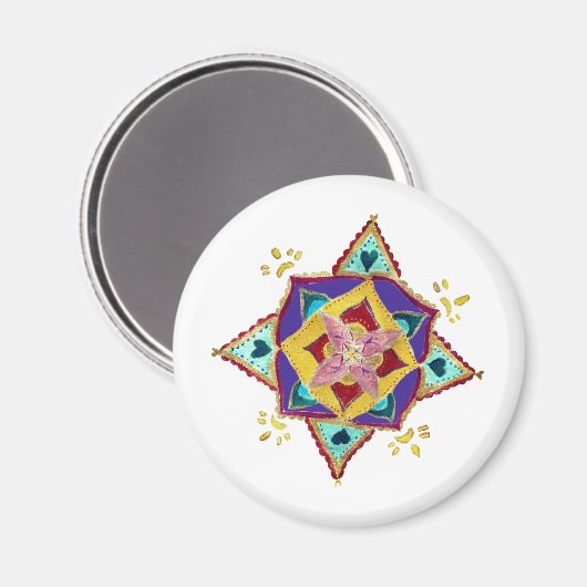 Pink Yellow Mandala Magnet (Vorderseite/Rückseite)