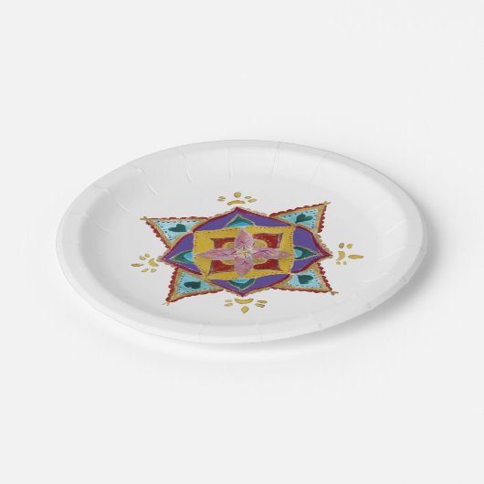 Pink Yellow Mandala Paper Teller (Schrägansicht)