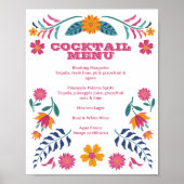 Pink Yellow Mexican Fiesta Bar Menu Sign Poster (Vorne)