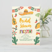 Pink Yellow Mexican Fiesta Brautparty Einladung (Stehend Vorderseite)