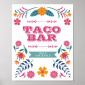Pink Yellow Mexican Fiesta Taco Bar Sign Poster (Vorne)