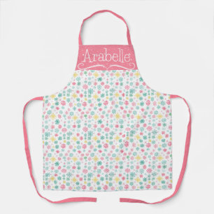 Pink Yellow Minze Snowflake Pattern Schürze