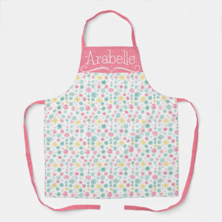 Pink Yellow Minze Snowflake Pattern Schürze