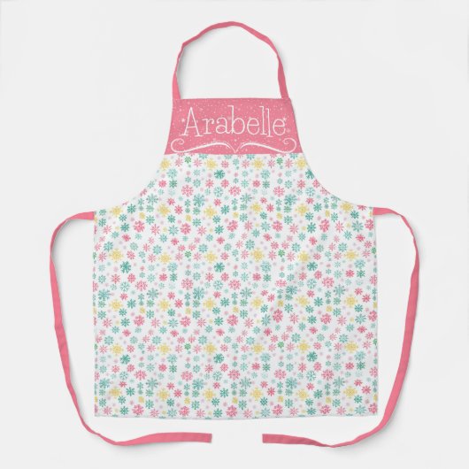 Pink Yellow Minze Snowflake Pattern Schürze (Vorderseite)