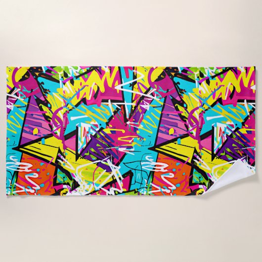 Pink Yellow Orange Graffiti Strandtuch (Vorderseite)