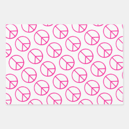 Pink Yellow Orange Peace Sign Gift Wrap Combo Geschenkpapier Set