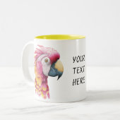Pink & Yellow Parrot – Whimsical Tropical Bird Zweifarbige Tasse (Vorderseite Links)