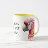 Pink & Yellow Parrot – Whimsical Tropical Bird Zweifarbige Tasse (VorderseiteRechts)