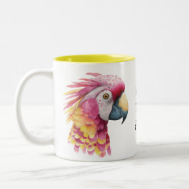 Pink & Yellow Parrot  – Whimsical Tropical Bird Zweifarbige Tasse