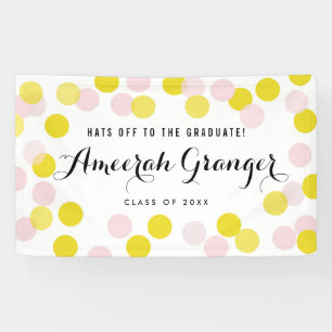 Pink & Yellow Polka Dots Confetti Abschluss Banner
