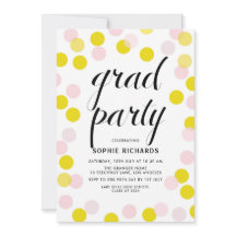Pink & Yellow Polka Dots Confetti Graduation Party