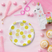 Pink & Yellow Polka Dots Confetti Muster Pappteller (Party)