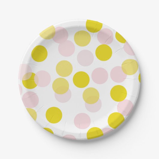Pink & Yellow Polka Dots Confetti Muster Pappteller (Vorderseite)