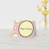 Pink Yellow Polka Dots Happy Birthday Card Karte (Gelbe Blume)