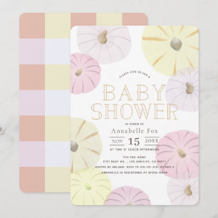 Pink & Yellow Pumpkin Girl Babydusche Einladung