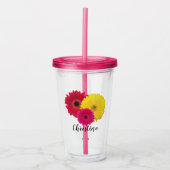 Pink Yellow Red Gerbera Daisy | PERSONALISIERT Acryltrinkbecher (Vorderseite)