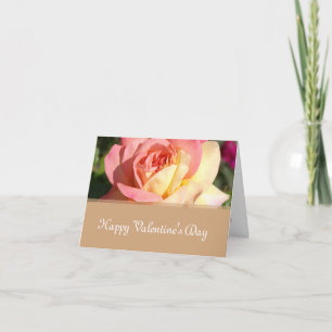 Pink, yellow rose flowers Happy Valentine's Day Feiertagskarte