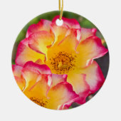 Pink Yellow Rose Keramik Ornament (Vorne)