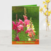 Pink Yellow Snapdragon Blume Happy Birthday Karte (Gelbe Blume)