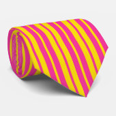 Pink Yellow Stylish Stripes Pattern Design Krawatte (Gerollt)