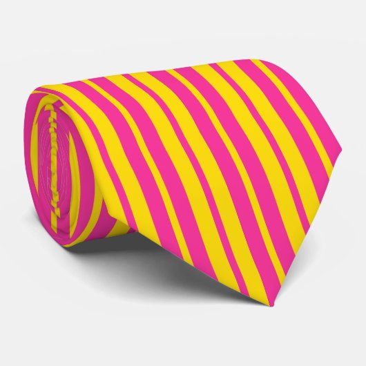 Pink Yellow Stylish Stripes Pattern Design Krawatte (Gerollt)