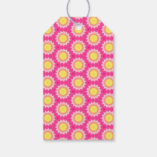 Pink Yellow Sunflower Pattern Geschenktasten Geschenkanhänger