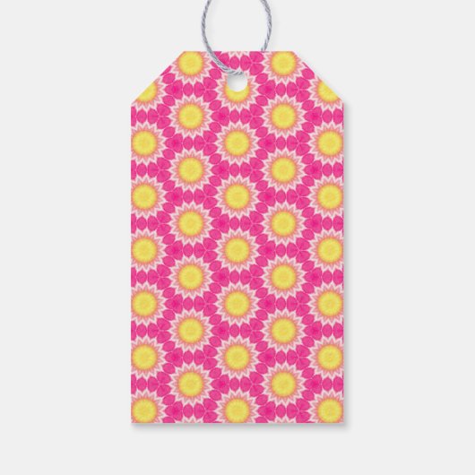 Pink Yellow Sunflower Pattern Geschenktasten Geschenkanhänger (Rückseite)