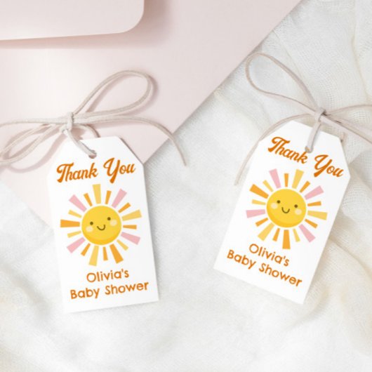 Pink Yellow Sunshine Baby Dusche Gefallen Geschenkanhänger