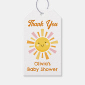 Pink Yellow Sunshine Baby Dusche Gefallen Geschenkanhänger (Vorderseite)