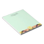 Pink Yellow Tartan Custom Script Monogram Celadon Notizblock (angewinkelt)