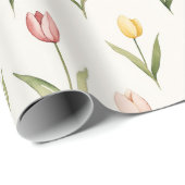 Pink Yellow Tulip Flowers Easter Geschenkpapier (Rolleneckpunkt)