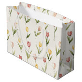 Pink Yellow Tulip Flowers Easter Große Geschenktüte (Rückseite Schrägansicht)