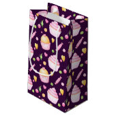 PINK & YELLOW VALENTINSTAG CUPCAKES KLEINE GESCHENKTÜTE (Rückseite Schrägansicht)