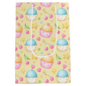 PINK & YELLOW VALENTINSTAG CUPCAKES MITTLERE GESCHENKTÜTE (Rückseite)