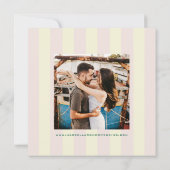 Pink Yellow Vertical Stripes Modern Save the Date (Rückseite)