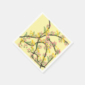 Pink Yellow Vine Blossoms Cocktail Serviette (Ecke)