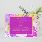 PINK & YELLOW VINTAGE FLÜSSE EINLADUNG (Stehend Vorderseite)