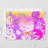 PINK & YELLOW VINTAGE FLÜSSE EINLADUNG (Rückseite)